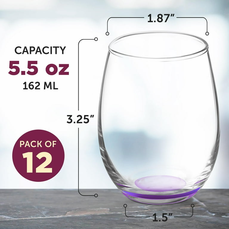 Joyjolt Hue Stemless Wine Glasses Colorful Choice Set of 6 5 Oz