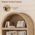 thumbnail image 6 of 81" Tall Arched Cabinets, Bookcase with Storage Drawer, Mid-Century Modern 5-Tier Bookshelf for Living Room, Kitchen, Home Office, Oak, 6 of 9