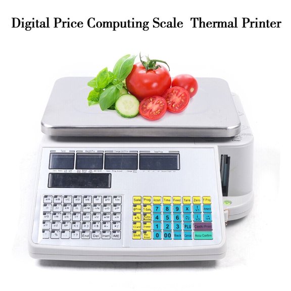 CNCEST Commercial Digital Deli Store Scale W/ Label Printer 66LB Computing Price Scale
