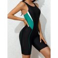 thumbnail image 5 of Sociala Splicing One Piece Athletic Swimsuit for Womens with Knee Length Sport Swimwear, 5 of 6