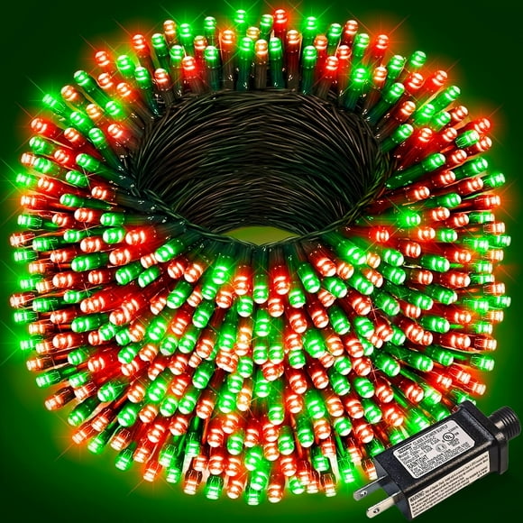 shiyou-800 LED Christmas Lights Outdoor, 262FT Christmas Tree Lights with 8 Modes Waterproof, Plug in Twinkle Tree Light Green Wire for House Patio Party Holiday Decorations, Red & Green