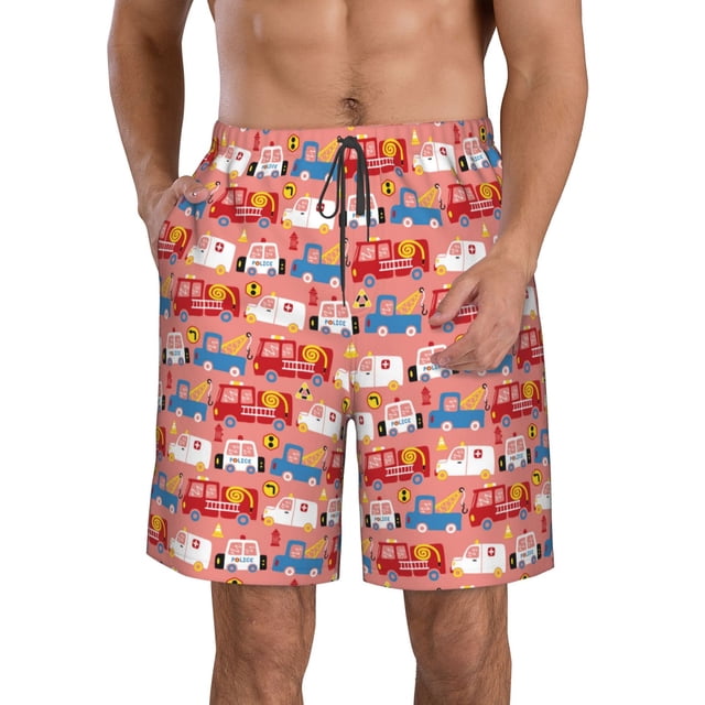Fotbe Cartoon with Traffic Elements Trajes de Baño Estampados para Hombre, Shorts de Verano de Secado Rápido, Ropa de Playa, Bañadores-X-Large
