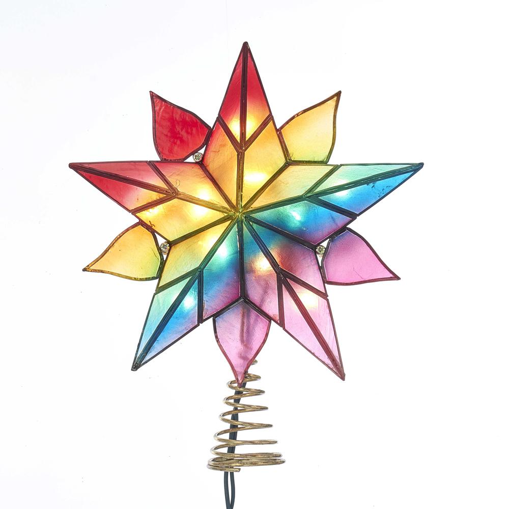 Capiz Star Christmas Tree Topper Clandestine Light, MultiColor, 9Inch
