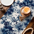 thumbnail image 2 of Blue Tie-dye Cotton Linen Table Runner for Dining Kitchen, Vintage Rustic Abstract Painting Art Wedding Outdoor Party Tablerunners Decoration, Dresser Scarf Coffee Tablecloth Runners 13x108 Inches, 2 of 9
