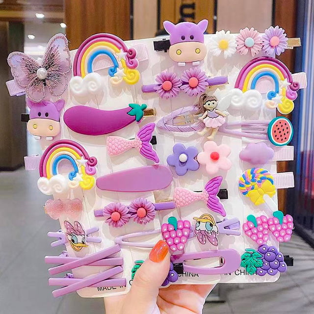 Hair Clips for Girls, 14Pcs Adorable Barrettes Cute Dessert Patterns Hair  Accessories Pretty Rainbow Hairpins for Toddlers Little Girls Kids 