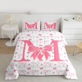 thumbnail image 2 of Homewish Initial M Letter Full Size Comforter Sets for Girls, Pink Watercolor Bowknot Bedding Comforter Set, Romantic Love Heart Reversible Bedding Sets, Breathable Home Decor, 3 Pieces, 2 of 8