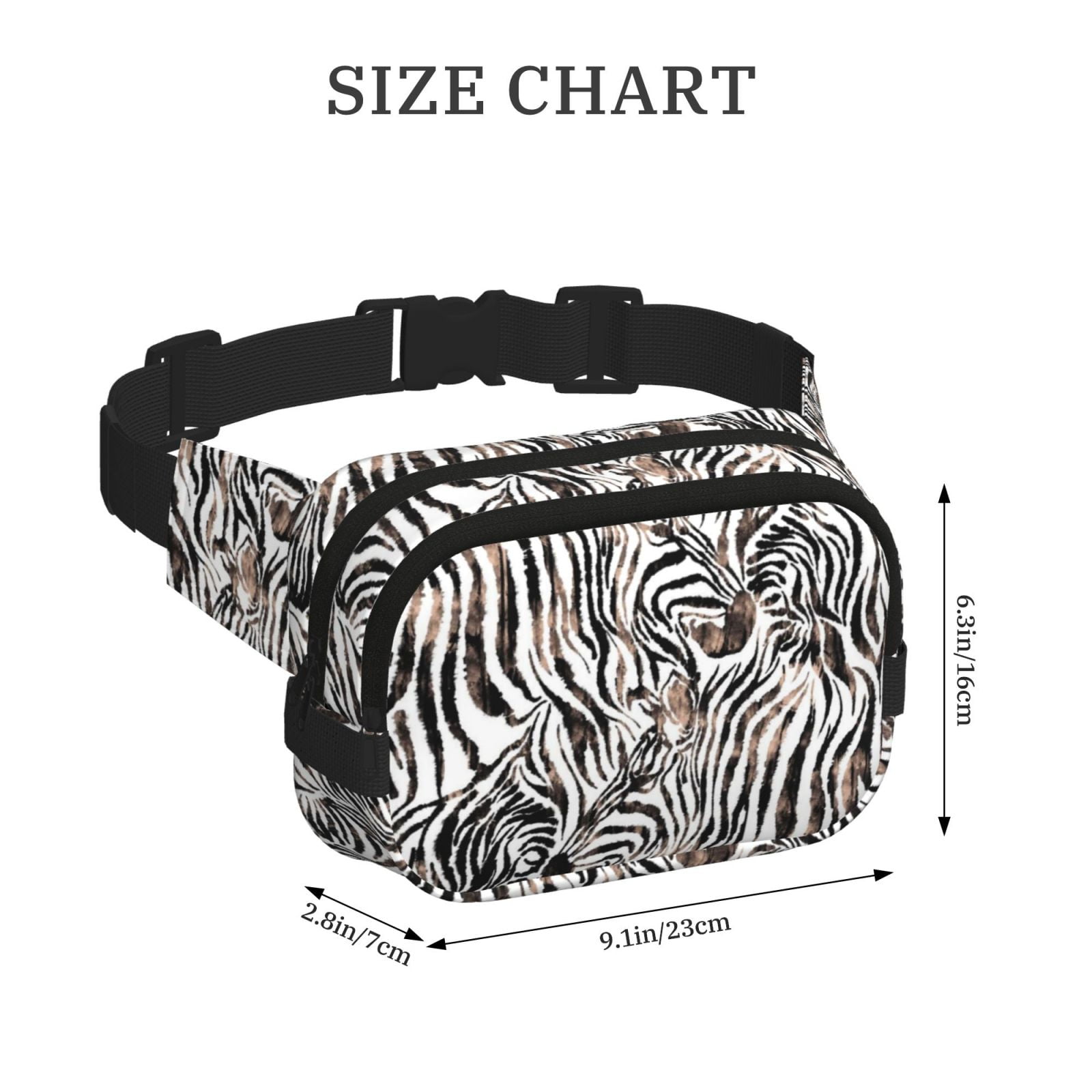 Picia Leopard And Zebra Print Square Double-Layer Waist Bag Mini Adjustable Waist Belt Bag Exercise Running Travel Hiking