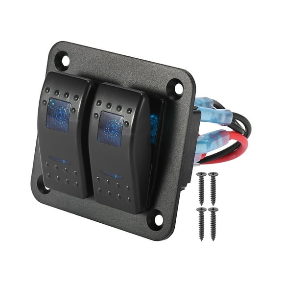 1 Set Car LED Rocker Toggle Switch On-Off Panel Waterproof Blue DC 12V 24V