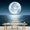 thumbnail image 3 of wall26 - Full Moon Rising Over The Ocean Empty at Night with Copy Space - Removable Wall Mural | Self-Adhesive Large Wallpaper - 100x144 inches, 3 of 6
