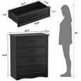Black Dresser for Bedroom, 36" Tall 4 Drawer Chest with Sleek Brushed
