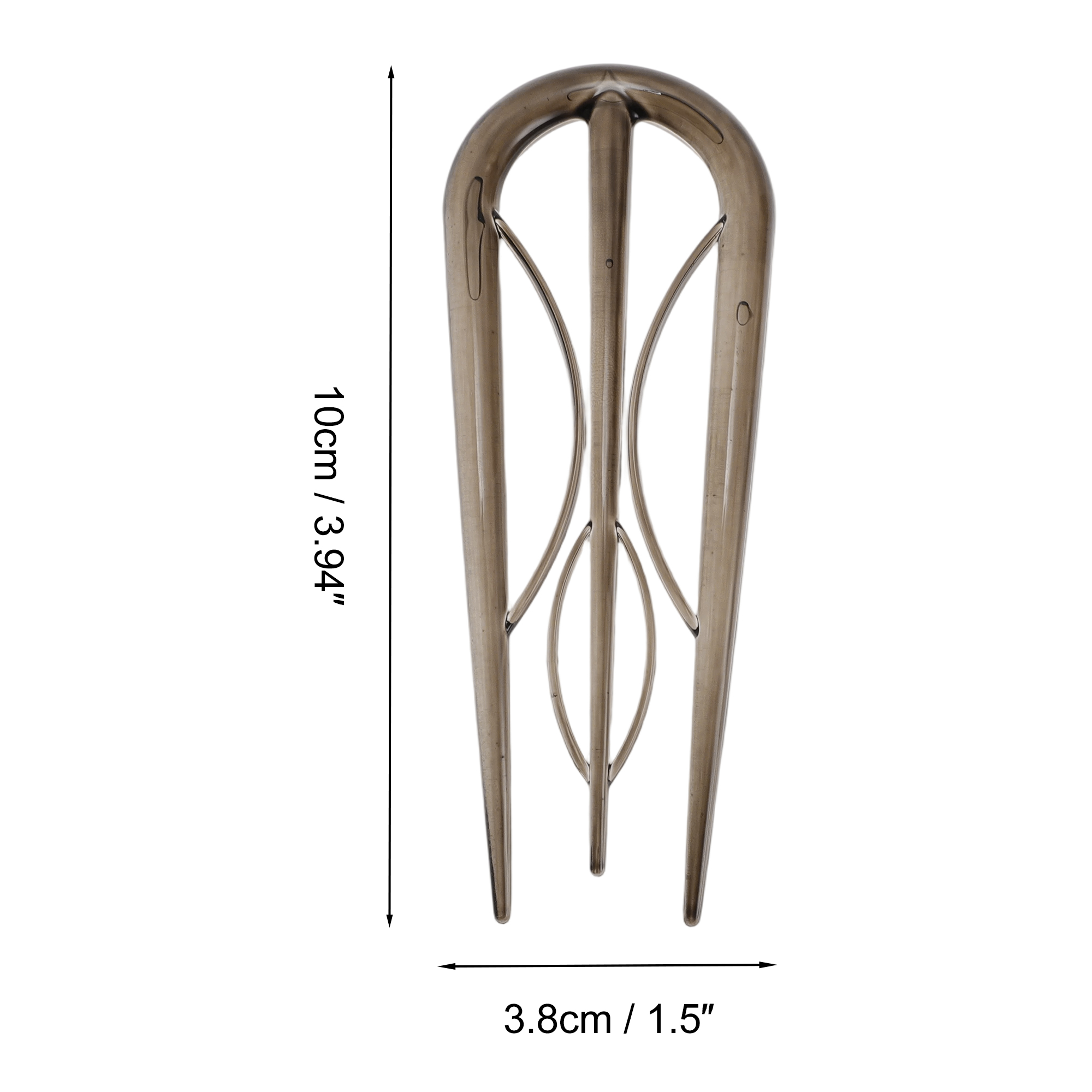Unique Bargains U-shaped Hair Pin 3.94"x1.50" 1 Pc Transparent Dark Gray