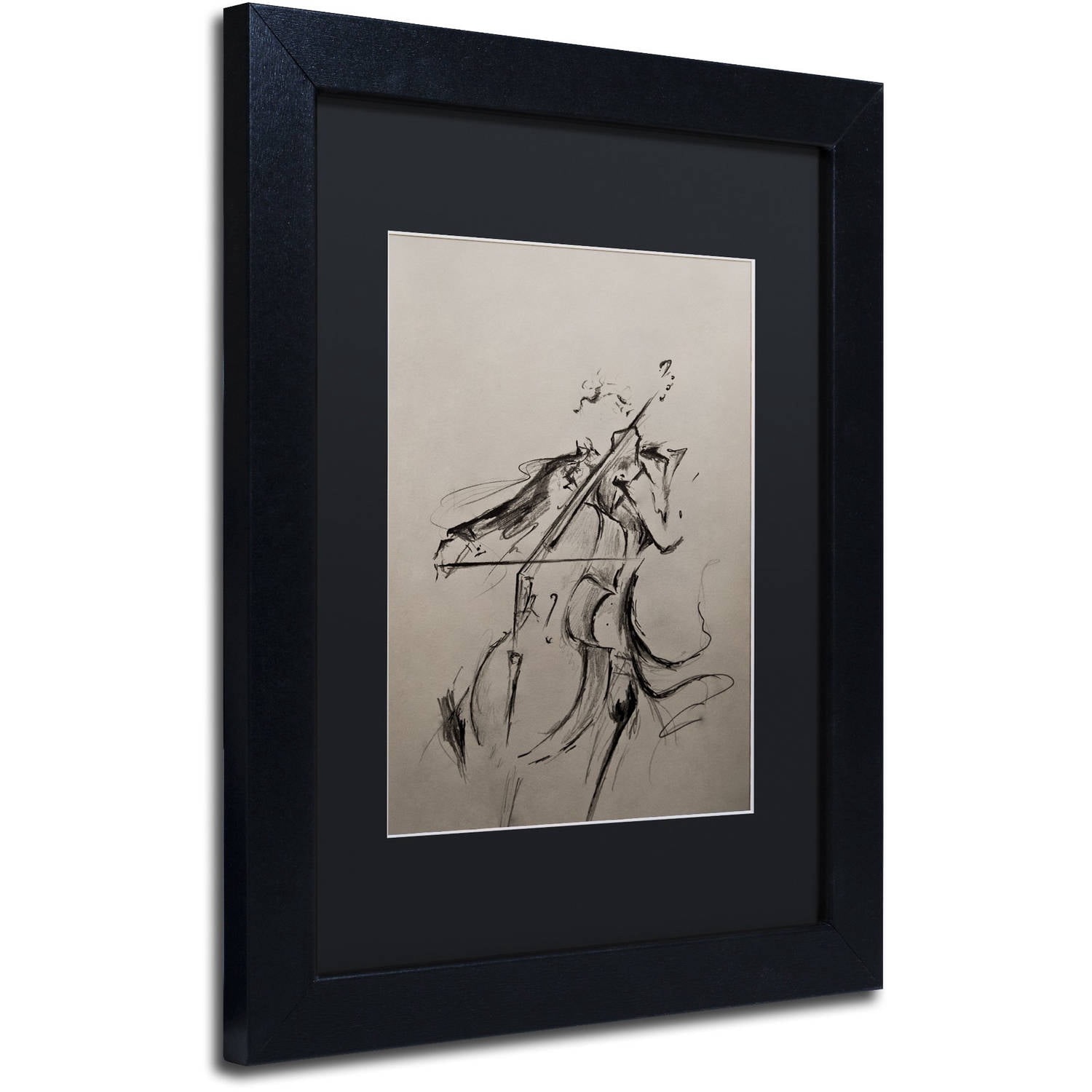 Trademark Fine Art 'The Cellist Sketch' Canvas Art by Marc Allante, Black Matte, Black Frame