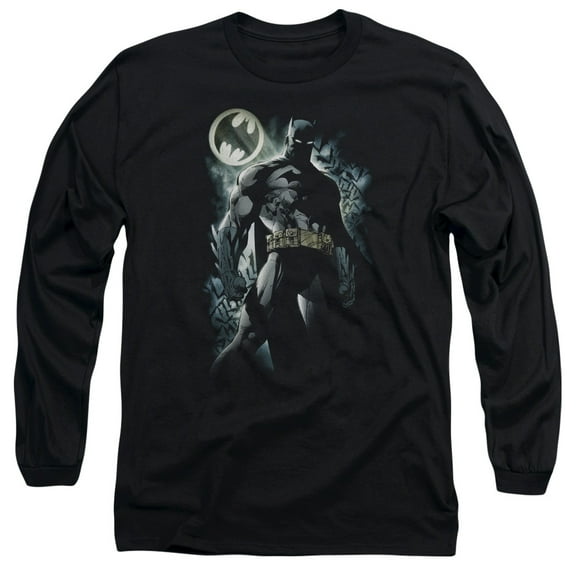 Batman The Knight Long Sleeve Adult 18/1 T-Shirt Black