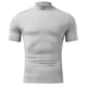 thumbnail image 3 of Hombres Manga Corta Top Alta Elasticidad Color Puro Cuello Alto Slim Fit Camiseta Interior Jersey, 3 of 6