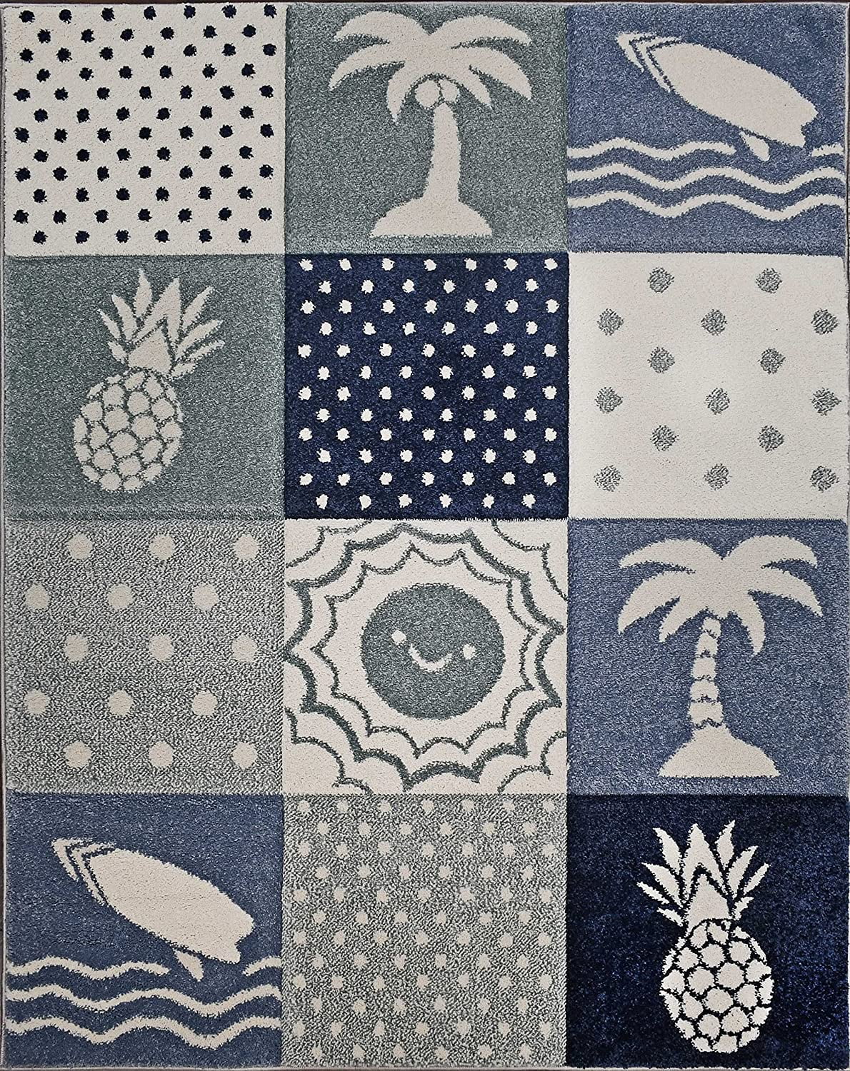 KC Cubs Boy & Girl Modern Decor Multicolor Area Rug and Carpet Collection for Kids, Toddlers and Baby Nursery, Island Vibes