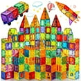 thumbnail image 2 of 120/102/80pcs Deluxe Magnetic Tiles with 2 Cars Toy Set, 3D Diamond Magnet Tiles Building Blocks, Toys for 3 - 8 Years, STEM Preschool Kids Sensory Educational Toys Gift for Boys Girls, Easter, 2 of 9
