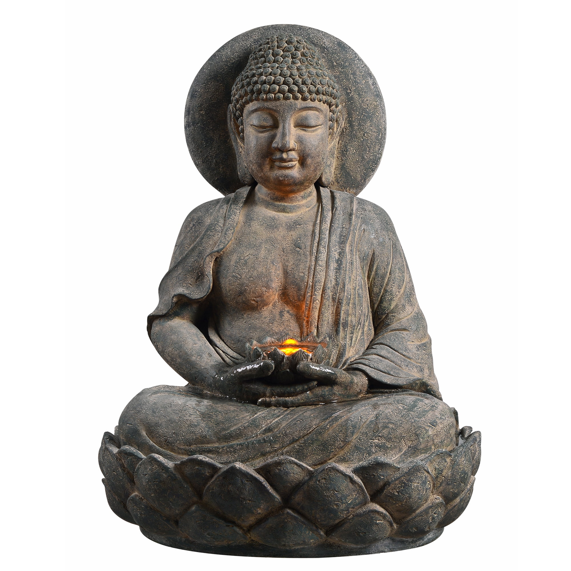 Nature's Mark Buddha Fountain with LED Lights 5" x 7.5" Tall 
