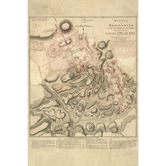 24"x36" Gallery Poster, map of the Battle of Brandywine 1777