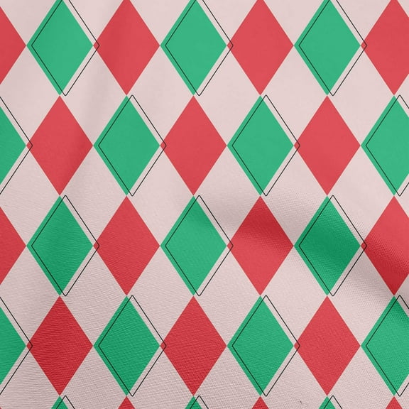 oneOone Cotton Poplin Red Fabric Argyle Diy Clothing Quilting Fabric Print Fabric By Yard 56 Inch Wide