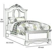 Acme Furniture Estrella Full Bed Collection Kids Princess Bedroom with Crown Carved Headboard, White