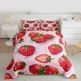 thumbnail image 2 of Manfei Pink Red Strawberry Bedding Comforter Set, Cartoon Fruit Print Twin Comforter Sets, Teen Kid Child Reversible Bedding Set, Ultra Soft Home Decor, 2pcs, 2 of 8