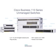 Cisco Business CBS110-16PP-D Unmanaged Switch | 16 Port GE | Partial PoE | Limited Lifetime Protection (CBS110-16PP-D)