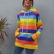 thumbnail image 1 of Sudaderas con capucha de moda para mujer, sudaderas largas con rayas de arcoíris para mujer, sudaderas con capucha a rayas para mujer, jersey de manga larga para mujer, calidad en la que puede confiar, 1 of 5