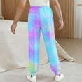 thumbnail image 4 of SGFCWSX Girls Jogger Pants High Elastic Waist Sweatpants for Kids Soft Tie Dyeing Pant Blue Size 7-8 Years, 4 of 6