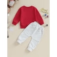 thumbnail image 4 of LMLYSoH Baby Pants Set, Tree Letters Print Long Sleeve Crew Neck Sweatshirt with Sweatpants Christmas Outfit for Girls Boys, 4 of 9