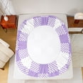 thumbnail image 5 of Homewish Purple White Grid 4-Piece Full Size Sheets For Kids Children Teens,Geometric Buffalo Bed Sheets,Minimalist Abstract Lightweight Sheet Sets,Microfiber Bedroom Decor, 5 of 7