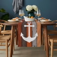 thumbnail image 2 of Nautical Anchor Table Runner - 90 Inch Long, Kitchen Dining Table Runner Dresser Scarves, Vintage Orange Brown Wooden Grain Farmhouse Decor for Coffee Tables Wedding Party Banquet, 2 of 8