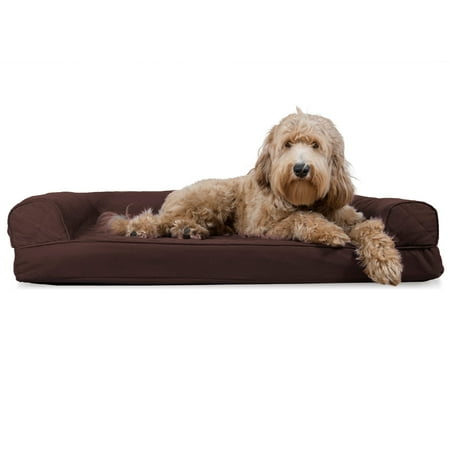 UPC: 0842229117424 | FurHaven Pet Products Quilted Cooling Gel Memory Foam Sofa-Style Pet Bed for Dogs & Cats – Coffee Large