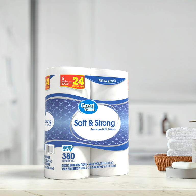 Great Value Soft & Strong Premium Toilet Paper, 12 Mega Rolls