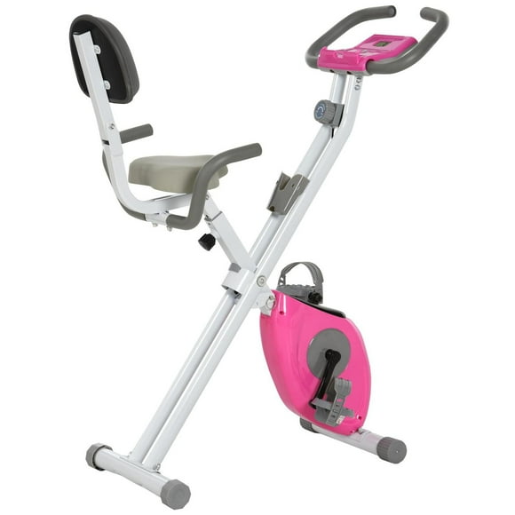 Soozier 42.9" Foldable Exercise Bike w/ 7 Level Adjustable Seat Height, Pink