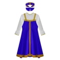 thumbnail image 3 of Robe de Noël Traditionnelle Russe pour Filles, Robe Tutu Princesse avec Bandeau 2 Pcs Bleu 140/L, 3 of 5