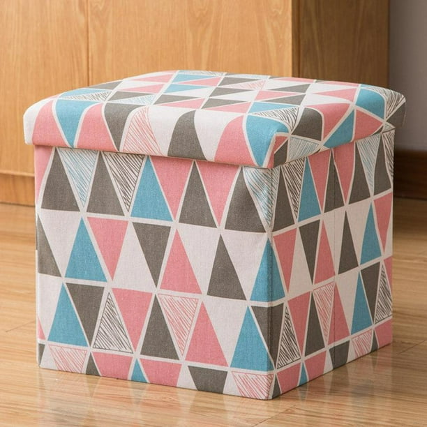 otomano de almacenamiento de 15 pulgadas, cajas de almacenamiento plegables, taburete, asiento acolchado para dormitorio, soporte de 100kg A BLESIY Otomana de almacenamiento plegable