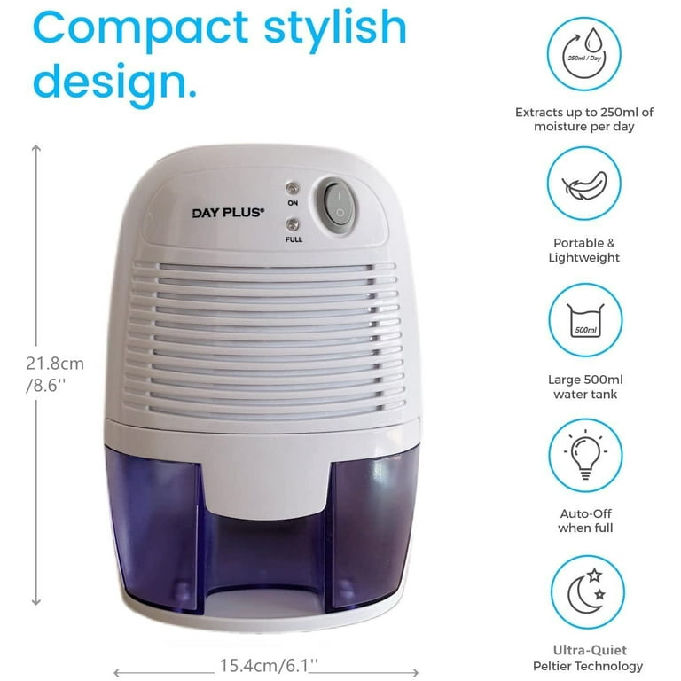 Dayplus Air Dehumidifier Moisture Electric Ultra Quiet Auto-off Compact  Semiconductor 