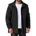 thumbnail image 1 of INSPIRE CHIC Chaqueta de trabajo con capucha forrada de felpa gruesa para hombre, abrigo de invierno negro, 1 of 6