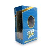 Crown Quality Products 360 Sport Wave Caesar 2.0 Boar Bristle Hairbrush, Medium, Triple Black - Non-Slip Grip, Waterproof Design - The Ultimate 360 Wave Brush