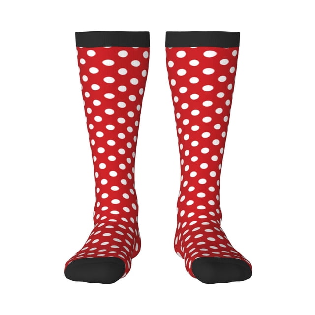 Wukai Chaussettes Longues à Pois Rouges pour Bas de Couleur Contrastée, Sport Entraînement Physique Adulte, Unisexe