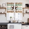 thumbnail image 2 of Western Texas Star Green Kitchen Curtains Small Short 39 Inch Length, Farmhouse Brown Country Vintage Grommet Bedroom Living Room Curtains, Light Filtering Cafe Curtain Drapes 2 Panels Set 55''x39'', 2 of 9