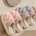 thumbnail image 4 of Checkered Slipper House Slippers for Women Men Plush Warm Fuzzy Slippers Flyffy Bedroom Shoes Indoor Slip On, 4 of 11