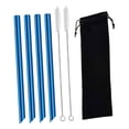 thumbnail image 3 of 4 pajitas reutilizables de acero inoxidable, portátiles, con cepillo de limpieza, de metal, reutilizables para cócteles, tiendas y cocinas. Azul, 3 of 8