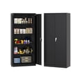 thumbnail image 1 of Armoire de Rangement en Métal, Armoire à Outils Robuste avec 2 Portes Verrouillables et 4 Tablettes Ajustables, Armoire en Métal pour Garage, Atelier, Bureau, 1 of 7
