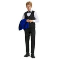 thumbnail image 2 of Boys Suit Set 3pc Velvet Satin Shawl Lapel Jacket With Matching Vest & Pants Free Shirt & Bow Tie-Slim Fit, 2 of 5