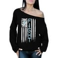 thumbnail image 1 of Awkward Styles Women's Prostate Cancer Distressed American Flag Graphic Off Shoulder Tops Oversized Sweatshirt Fight Blue Ribbon, 1 of 4