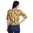 thumbnail image 3 of Moomaya Printed Cotton Top For Womens V-neck Crop Top Elbow Sleeve Summer Blouse T-shirt, 3 of 7