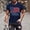 Navy, variant on USA Waving American Flag T-Shirt - Men's Short Sleeve Crew Neck Shirt Patriotic 4th of July Casual Fitness Tee