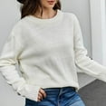 thumbnail image 4 of Women's Long Sleeve Crewneck Comfy Knit Sweater Casual Oversized Knitted Pullover Jumper Tops Loose Fall Sweaters for Women, 4 of 4