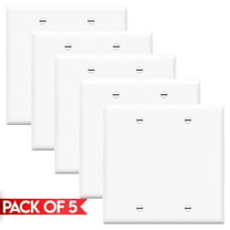 Cmple - [5 Pack] Dual Gang Blank Wall Plate, White 2 Gang Wallplate Cover, Face Plate Bracket Blank Filler, Standard Size No Device Wall Plate with Screws